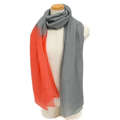 hermes plume stole|HERMES plume stole red gray gradation cashmere silk.